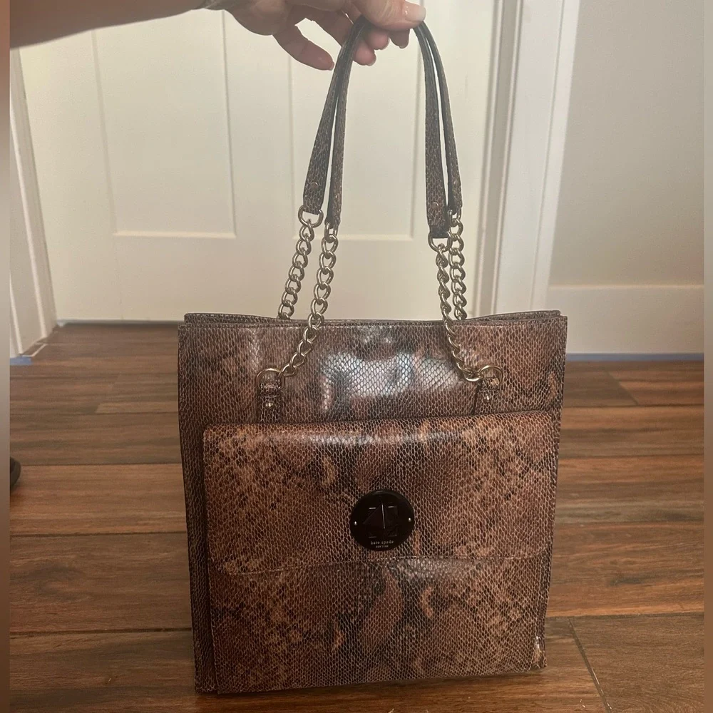 Kate Spade PXRU 3706 denee leather bag. Snakeskin effect leather Kate Spade tote